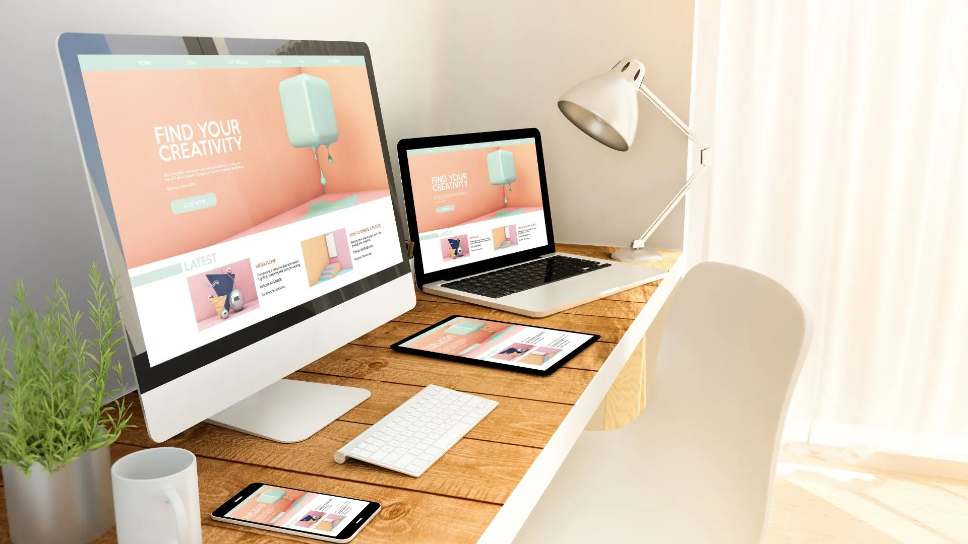 Designer refining a website layout on screen